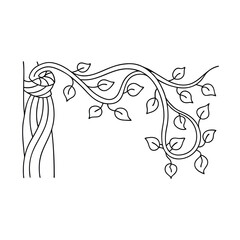 Elegant black and white vector illustration of foliage and decorative branch element