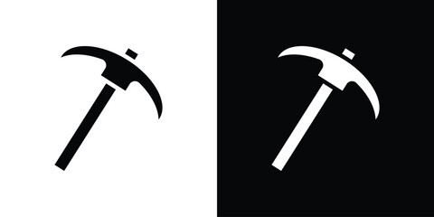 Pickaxe icon in flat black solid vector set