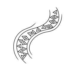 Abstract black and white decorative ornament with geometric triangle pattern on white background