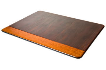 Elegant wooden desk pad with a contrasting accent isolated with transparent background