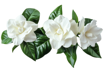 Delicate white gardenia blossom cluster — high-resolution isolated PNG with transparent background ideal for seamless botanical cut-outs, wedding invitation florals and scrapbooking accents