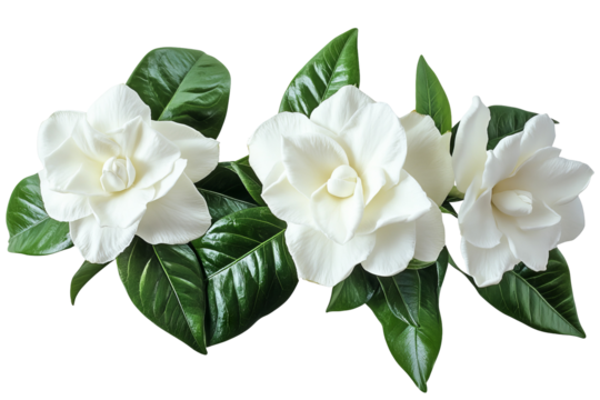 Delicate white gardenia blossom cluster — high-resolution isolated PNG with transparent background ideal for seamless botanical cut-outs, wedding invitation florals and scrapbooking accents