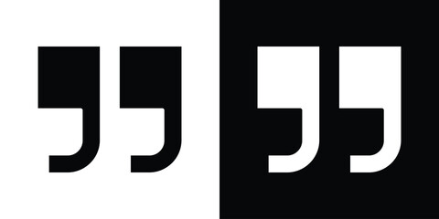 Quote right icon in flat black solid vector set