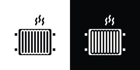 Radiator icon in flat black solid vector set