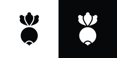 Radish icon in flat black solid vector set