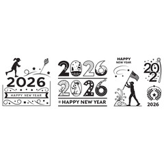 Big Set of 2026 Happy New Year logo text design. 2026 number design template. 
Collection of 2026 Happy New Year symbols
