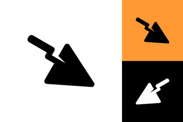 Trowel cement spoon icon silhouette logo tool steel build vector
