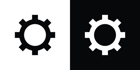 Settings icon in flat black solid vector set
