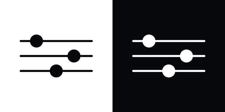 Settings sliders icon in flat black solid vector set