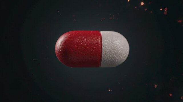 Red and white capsule sparkles magic