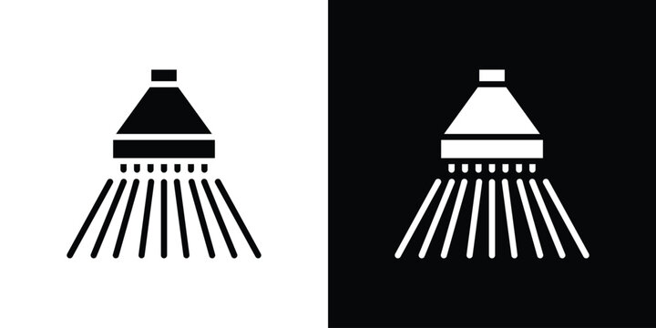 Shower down icon in flat black solid vector set
