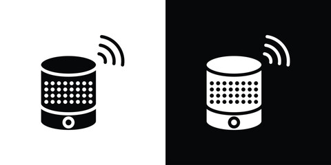 Smart speaker icon in flat black solid vector set