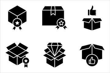 Quality Product Icon Set, Box line icons. Package, delivery boxes, vector illustration on white background