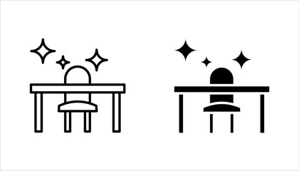 Cleaning table desk linear icon set. Keeping workplace clean. vector illustration on white background