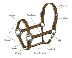 Horse halter parts scheme vector