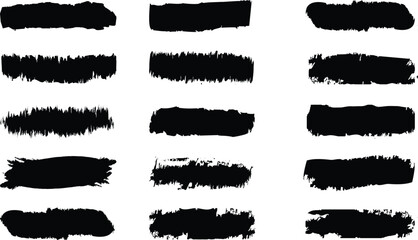 Collection of vector paint bold brush strokes, hand drawn thick grunge lines and rectangle shapes modern grunge .
