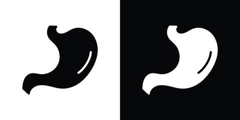 Stomach icon in flat black solid vector set