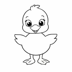 Cute Cartoon Duck Outline for Kids Coloring Book