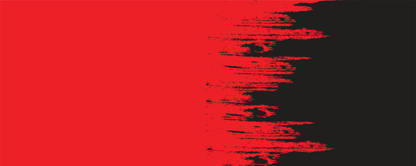 Edgy vector illustration with a dynamic slash of red paint texture dividing fields of solid black and vibrant red. Abstract, grunge style for impactful designs or backgrounds.