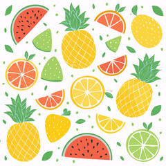Summer Fruit Illustration Set