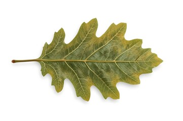 Fototapeta premium Single oak leaf, light green, autumnal tones, isolated