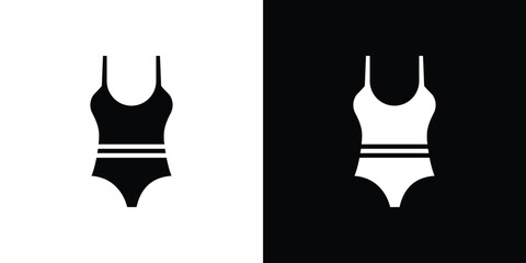 Swimsuit icon in flat black solid vector set