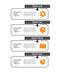 Flat vertical design business and marketing infographics. Four steps or processes with icons