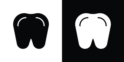 Teeth icon in flat black solid vector set