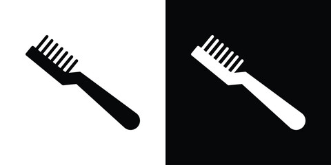 Toothbrush icon in flat black solid vector set