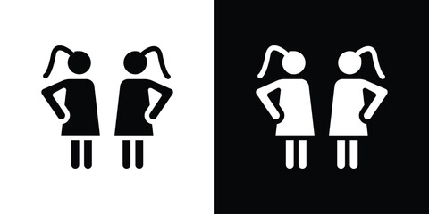 Twin icon in flat black solid vector set