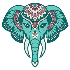 elephant with a flower on the head