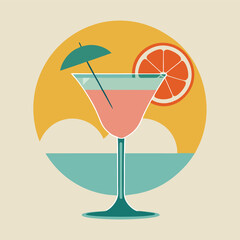cocktail with ice and lemon
