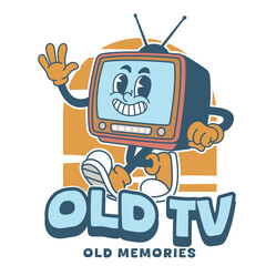 Vector Illustration of Tube TV Mascot with Retro Cartoon Mascot Available for Logo Badge