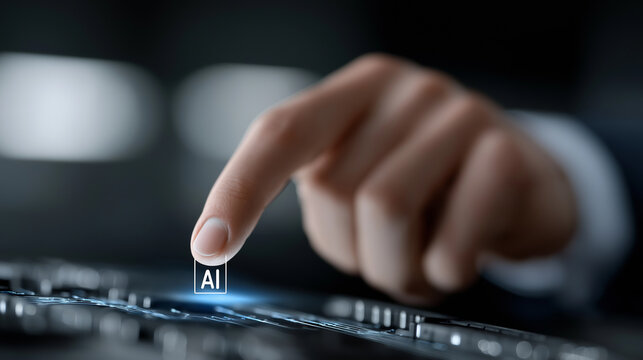 High-tech AI interface generating real-time content with glowing circuits and binary code backdrop, generative AI, artificial intelligence, holographic interface, smart technology, digita, banner