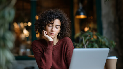 Digital nomad woman concentrating on business project in modern workspace