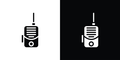Walkie talkie icon in flat black solid vector set