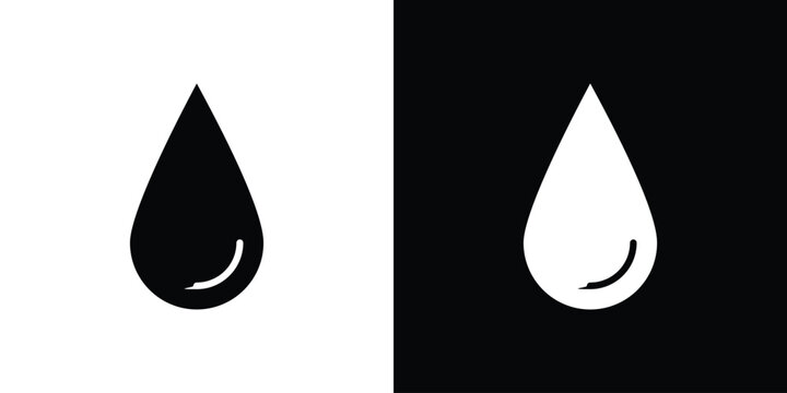 Water drop icon in flat black solid vector set
