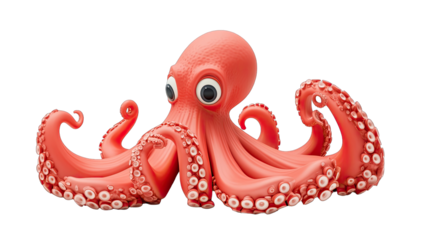 Coral octopus, wide-eyed and playful