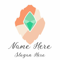 Abstract gemstone logo design handmade elegant branding
