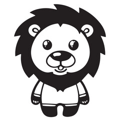 Cute cartoon animal character collection with panda bear lion and dog smiling faces in fun vector illustration design