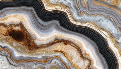 Shimmering agate strata reveal Earth s story adorned in gold accent a captivating blend of nature