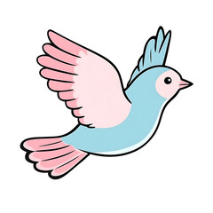 Obraz premium Pastel Pink and Blue Bird in Flight Cute Avian Illustration