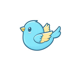 Obraz premium Adorable Blue Bird Illustration Cute Cartoon Bird Design