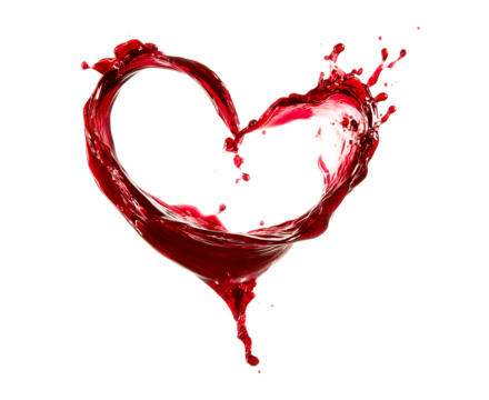 Love wine splashing isolated on a transparent background