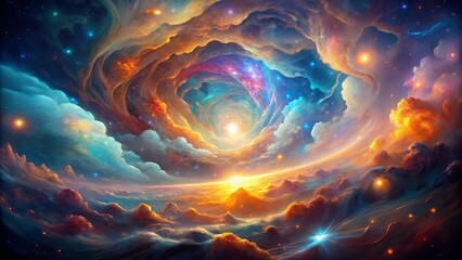 Fractal realms glow with swirling blue light, a dynamic visualization of space and energy, perfect for an abstract art backdrop