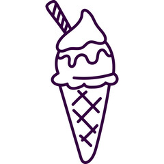 Ice Cream Cone Line Doodle
