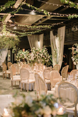 lovely Table setting for magnificent composition from flowers at a wedding