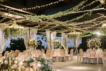 lovely Table setting for magnificent composition from flowers at a wedding