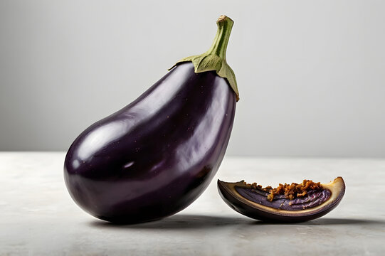 Single Purple Eggplant A Realistic, High-Resolution Image
