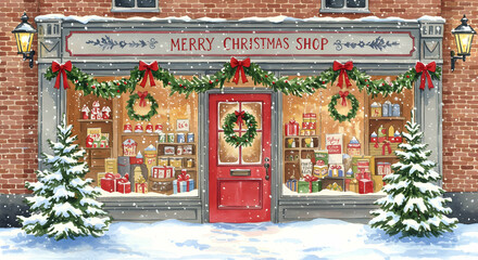 Charming Christmas Shop Festive Holiday Season Winter Wonderland